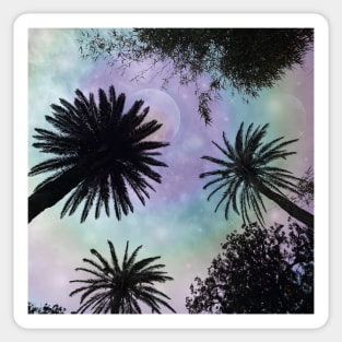 Summer Holographic Gradient Palm Trees Design Sticker